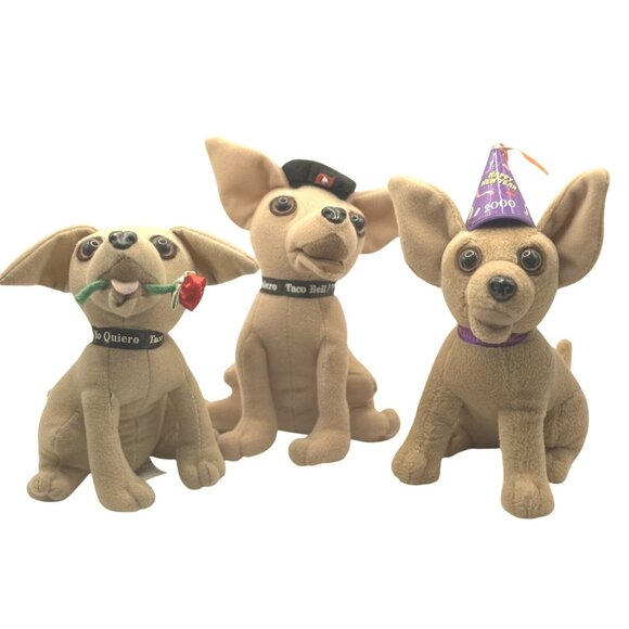 Applause Taco Bell Vtg Chihuahua Plush Puppy Dog Set of 3 Sound Box not working - Picture 1 of 12
